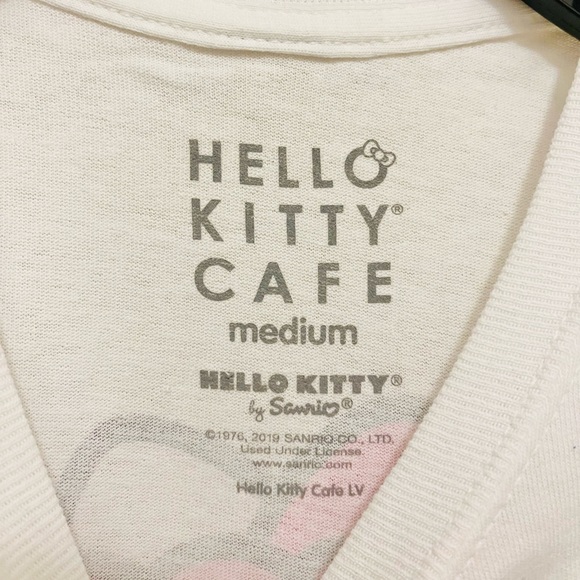 Hello Kitty Cafe Unisex Basic White HK Cafe Logo Tee - Picture 3 of 4